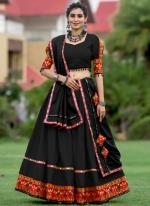 Pure Cotton Black Navratri Wear Gamthi Work Lehenga Choli